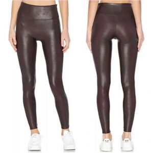 Spanx Faux Leather Maroon Leggings Small